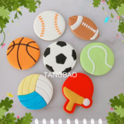 翻糖饼干足球篮球排球网球，棒球乒乓球橄榄球等体育，球类手工曲奇