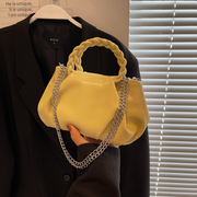 法式名媛云朵褶皱包级感链条编织包流行时尚糖果色包包女夏手提包