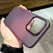 超薄暗紫色硬壳15高级感金属镜框，适用iphone14pro磨砂苹果14plus手机，壳防尘13promax透明防摔12保护套女