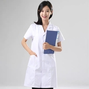 白大褂长袖女医生服夏季短袖大学生实验室，服化学护士工作服隔离衣