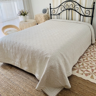 床盖欧式双面提花绗缝纯色夹棉纯棉外贸出口絎缝两面通用高档拼布