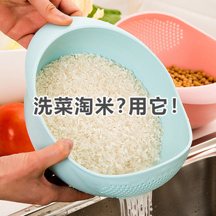 家用米器米勺洗米筛米盆沥水神器，洗米棒洗菜水果盆沥水篮