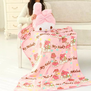 可爱卡通樱花美乐蒂抱枕毯办公室珊瑚绒毯空调，毯子两用抱枕毯子包