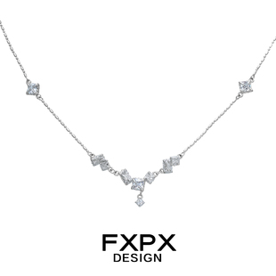 FXPX 925纯银锆石项链女小众设计冷淡风高级感锁骨链有y2k风项链
