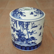 景德镇陶瓷器米缸米桶茶饼罐，青花瓷大号茶叶罐，普洱七子饼茶盒