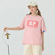 Kappa卡帕女童短袖t恤潮牌短款2024夏天半袖上衣中大童娃娃衫