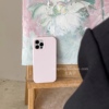 在春日温柔新色灰粉色液态硅胶手机壳，14适用iphone15promax苹果13xsmax14pro春天手机壳15