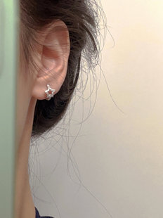 zoozmini镂空五角星耳扣女s925银针，小众简约养耳洞耳钉防过敏耳饰