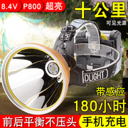 头灯强光充电超亮远射头戴式电筒，户外超长续航感应矿灯大功率p800