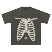 Vertebrate skeleton 高街嘻哈Oversize复古骨头脊椎骷髅短袖T恤
