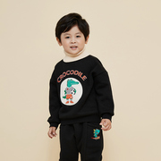 一体绒儿童卫衣高领韩版卡通宝宝绒衫加厚冬季童装男童套头潮