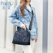 frazzil法姿斜挎包女时尚帆布，单肩小包休闲尼龙布花色(布花色)妈妈包