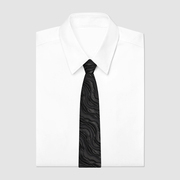 男士黑色领带结婚新郎伴郎7cm立体斑马，纹高级感正装商务休闲领带