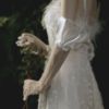 全指网纱珍珠白色新娘手套荷叶边造型长造型婚纱礼服有指手纱手袖