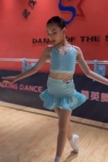 mark舞服拉丁舞少儿女童，恰恰蓝色蓬蓬裙吊带练习服恰恰精英跳舞