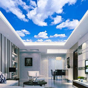 馨图兰格3d天空蓝天白云，墙纸客厅酒店天花板，吊顶棚顶装饰壁纸壁画