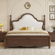 美式轻奢复古实木床欧式床1.5双人床1.8复古法式主卧软包储物婚床