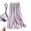 紫色中长款半身裙女流光纱气质，休闲梨形身材，松紧腰显瘦遮胯大摆裙