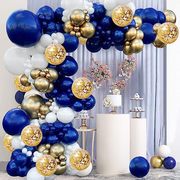 跨境海军蓝色金色气球套装生日少儿周岁派对场景布置拱门气球装饰