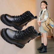 儿童马丁靴女童靴子，冬季2023韩版英伦风，小女孩单靴公主皮短靴