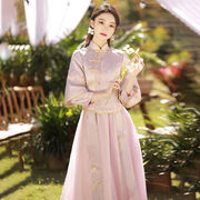 中式伴娘服长款2023显高显瘦婚礼伴娘团姐妹，裙中国风姊妹礼服