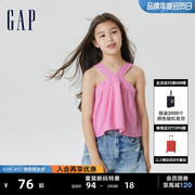 断码gap女童夏季一字，领吊带衬衫，儿童装洋气上衣664327