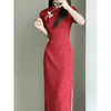 新中式复古气质高级感年轻款少女红色改良旗袍，连衣裙女夏季显