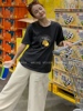 阿明商店韩系深灰色香蕉图案印花短袖T恤棉上衣