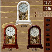 定制欧式仿木座钟客厅创意钟表大号复古时钟静音桌台钟报时石英钟