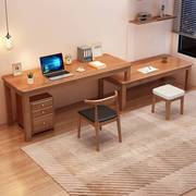 可旋转伸缩实木书桌，家用转角写字台飘窗办公桌，卧室双人简约电脑桌