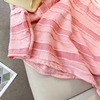 粉色条纹长袖t恤女秋装2023设计感小众，打底衫多巴胺短款上衣