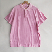 XL码棉质粉红色短袖POLO衫孤品大码夏季T恤珠地网眼