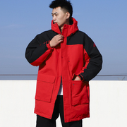 阿迪达斯长款羽绒服男2022冬季运动防风保暖红色外套女GN9834