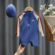 儿童泳衣男童2023宝宝连体式长袖宝宝速干海边度假游泳套装