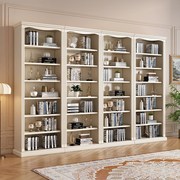 美式白色全实木书架自由组合书柜置物架落地书房展示柜书橱陈列架