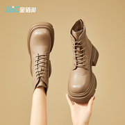 金佰川马丁靴女款英伦风2023靴子，秋季厚底短靴小个子增高女靴