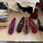 韩国进口璀璨紫色红色仿水晶三角，边夹气质刘海夹新年闪钻发饰发夹