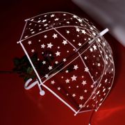 RST反光儿童雨伞创意发光满天星全纤维防夹手长柄直杆透明雨伞