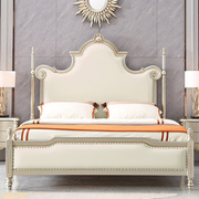 美式轻奢实木床欧式现代简约法式主卧公主双人1.8米柱子真皮婚床