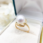 diy珍珠小配件g18k黄金珍珠，戒指空托时尚，款指环配11--13mm圆珠