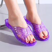浴室塑胶拖鞋外穿夏季水晶，水晶鞋女士防滑透明防臭塑料果冻
