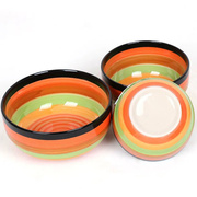 f26t碗家用彩虹碗七彩家庭装，条纹陶瓷碗花纹碗家居陶瓷套装汤