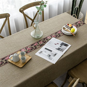 新中式桌布高端棉麻粗麻长方形日系文艺复古典禅意定制茶几高级感