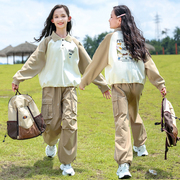 女童秋装卫衣套装长袖POLO女孩时尚休闲洋气运动儿童工装裤两件套