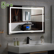 酒店浴室镜带灯led智能镜铝合金，边框卫生间防雾镜子洗手间壁挂镜