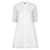 bettylondon女裙连衣裙，短裙纯棉五分袖系扣白色，夏季dw0295