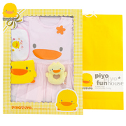 黄色小鸭婴儿服装礼盒夏季初生女宝宝纯棉连体衣满月礼物周岁送礼