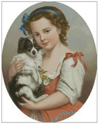 抱小狗的小女孩人物十字绣，2024猫咪系列卡通手工