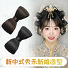 新中式秀禾新娘造型蝴蝶结假发包全发丝头顶后区中式婚礼发饰发髻