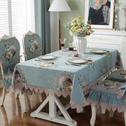 欧式餐桌布餐椅垫套装餐桌布艺坐垫套装桌旗欧式布艺方圆桌餐桌垫